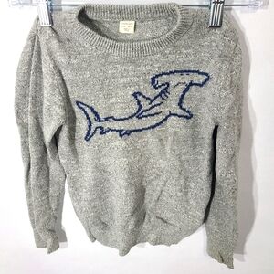 Crewcuts Kids Boys Size 6/7‎ Sweater Gray Top with Shark Crew Neck Long Sleeve